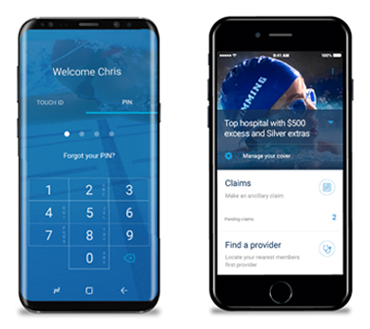 Mobile phone images of myBupa mobile app