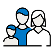 Illustration of man, woman and child