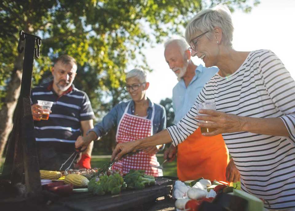senior people having a picnic
