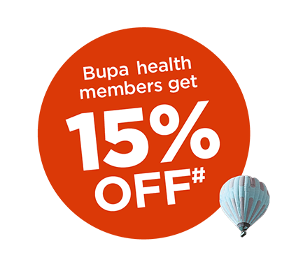 Bupa Health Members get 15% off#