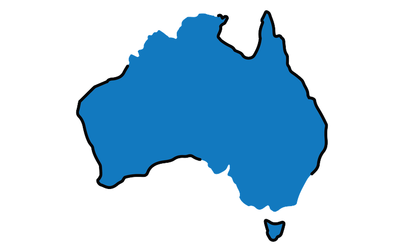 Map of Australia highlighted in blue.
