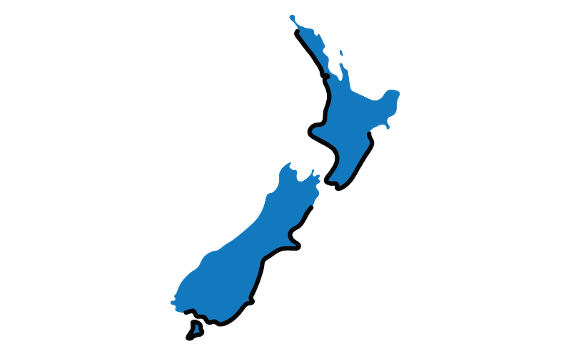Map of New Zealand highlighted in blue.