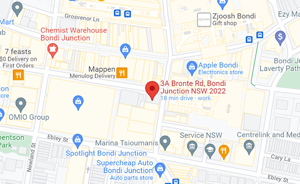 Map showing location of Bondi Junction BMVS centre